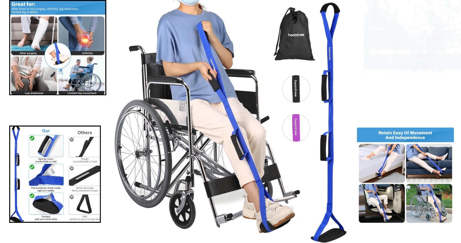 Independence-Boosting 43-Inch Leg Lifter Strap for Elderly & Mobility Aid Users