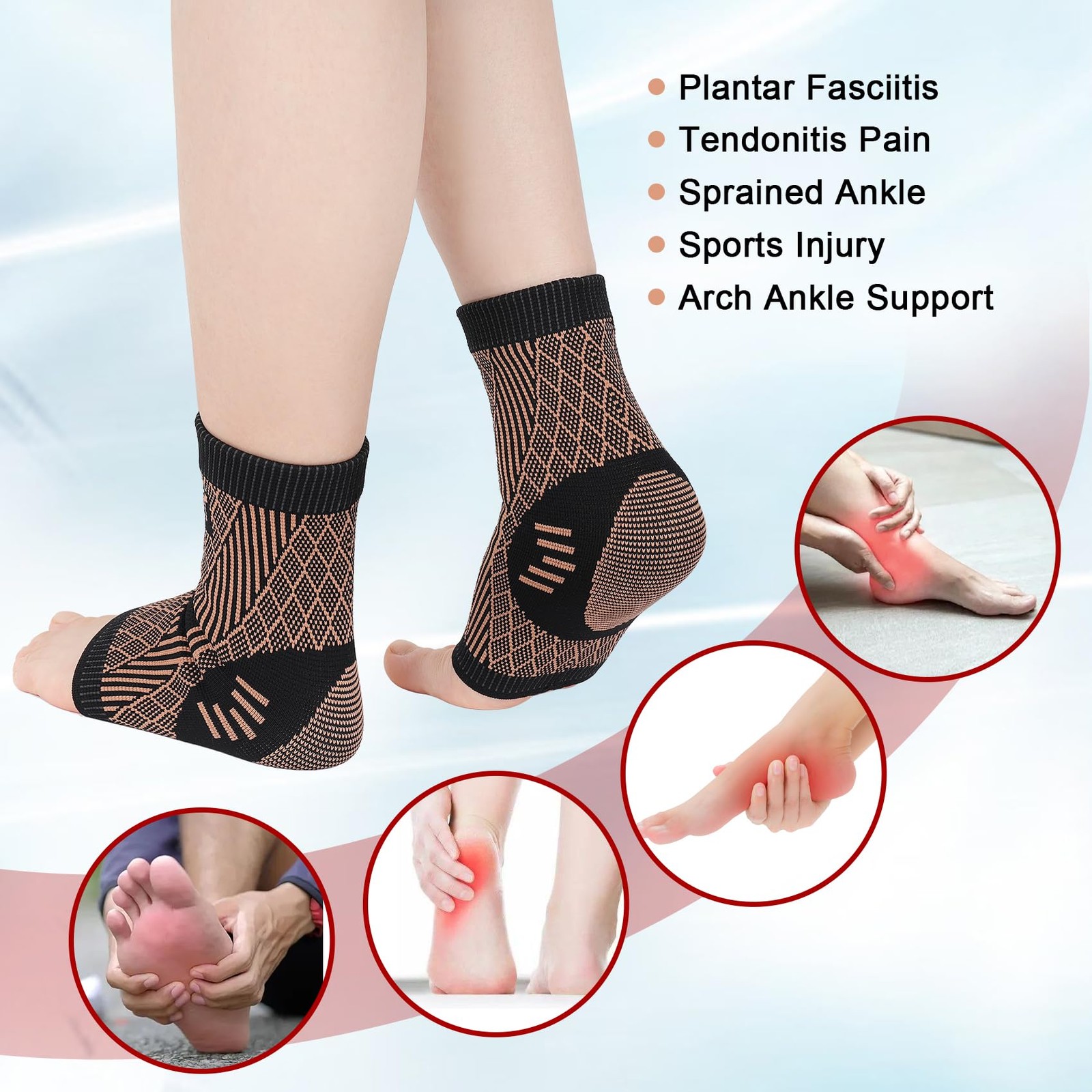 CopperInfused Ankle Brace Support Compression Socks Foot Wrap Tendon Sprain