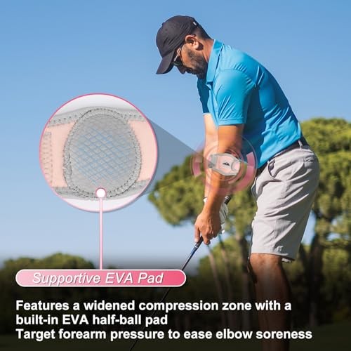 Elbow Brace for Women Men, Forearm Guard for Tennis Golfers Pink (1 pcs)