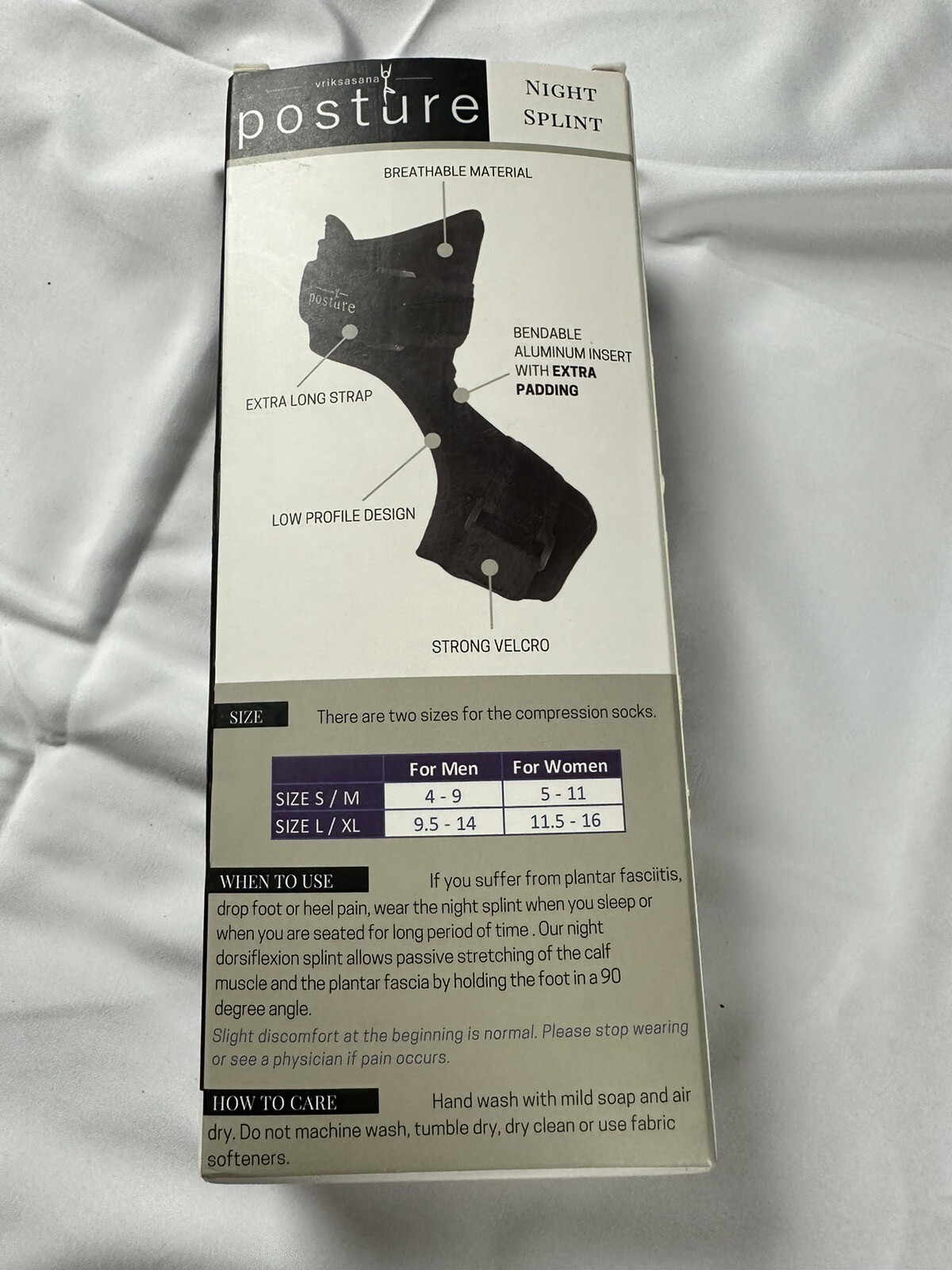 Posture Night Splint Plantar Fasciitis & Heel Pain w Size free compression