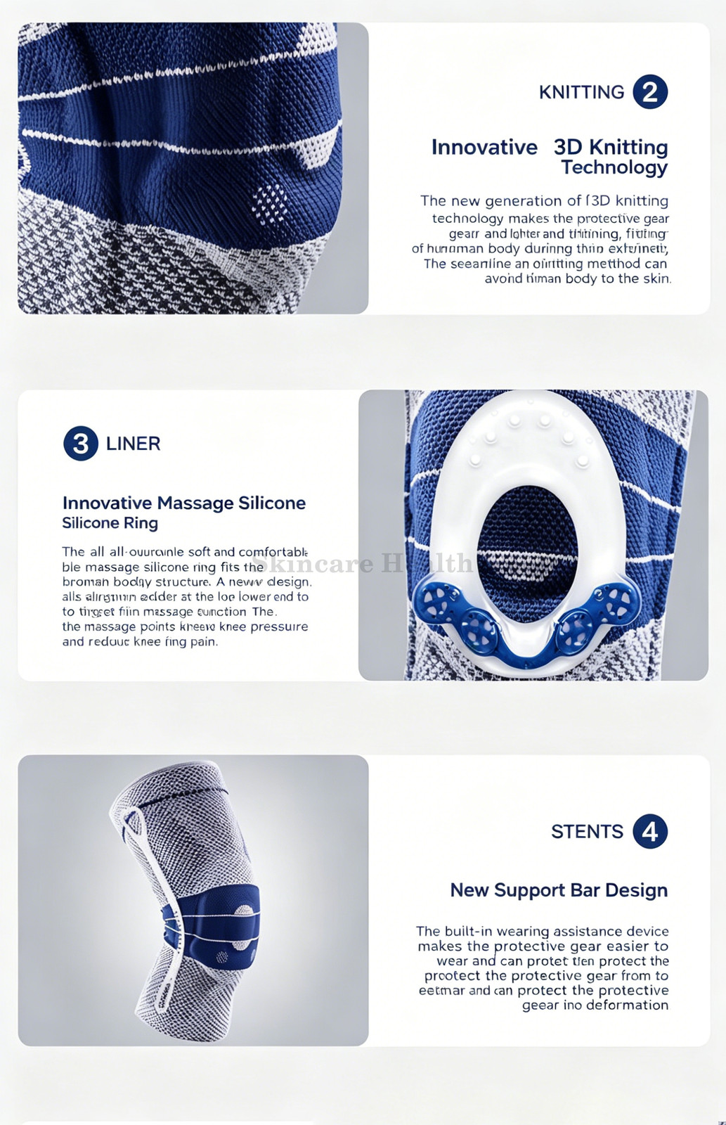 3D Knit Knee Compression Sleeve Silicone Gel Pad for Sports Joint Pain Relief