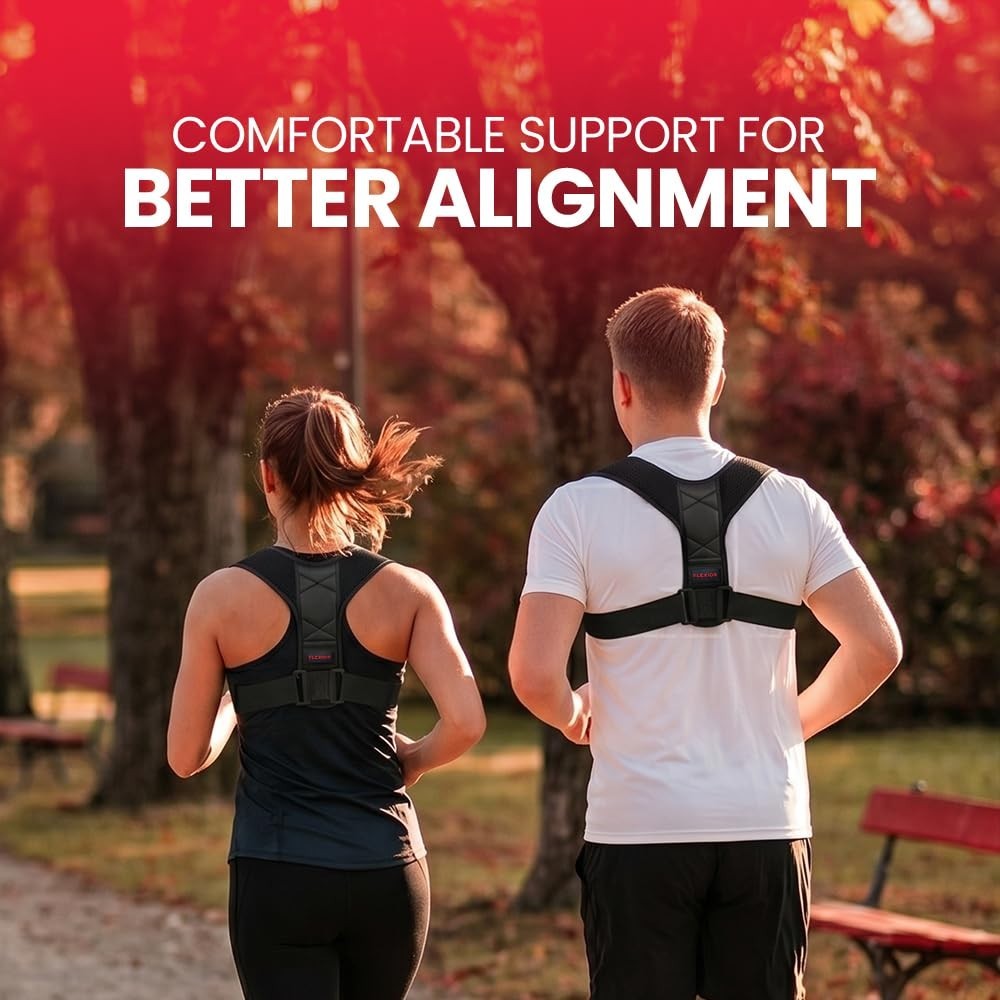 FLEXIOR Posture Corrector for Women and Men, Adjustable Back braces for Upper &