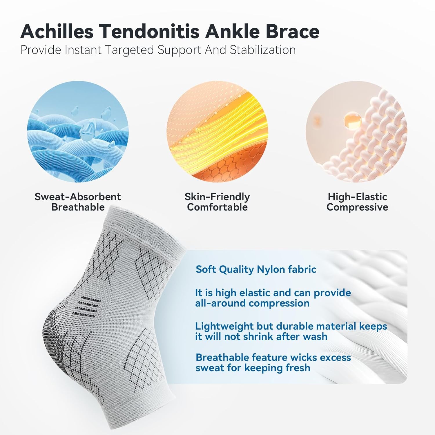 INDEEMAX 2 Pack Ankle Brace for Sprained Ankle, Arch Support Compression Sleeve