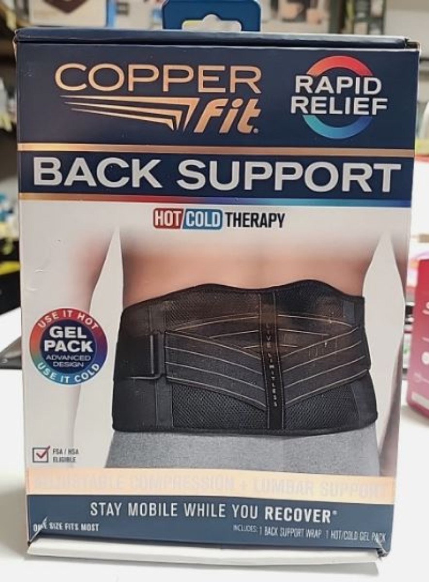 Copper Fit Rapid Relief 3-In-1 Hot/Cold Therapy Back Support One Size Fits Most