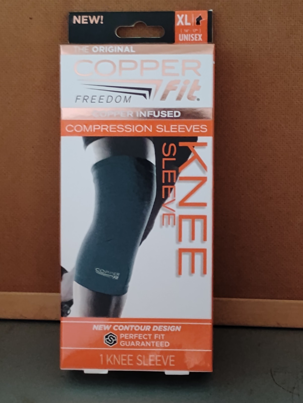 Copper Fit Infused Freedom Compression Knee Sleeve XL Black Unisex 16”-17” NIB