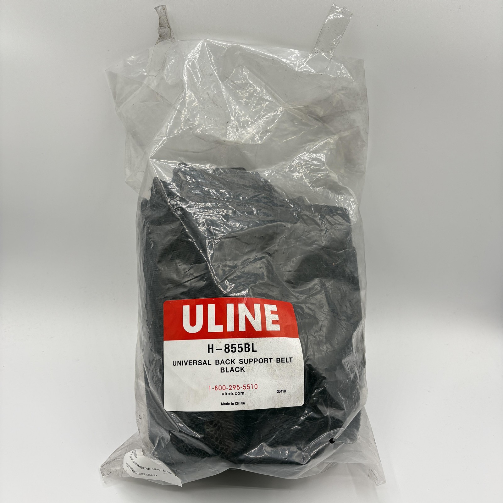 Universal Back Support Belt Black ULINE Adjustable One Size Lumbar H-855BL New