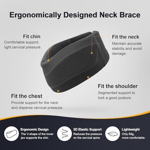 Neck Brace for Neck Pain and Support, Soft Neck S, 3″ Middle Height Black