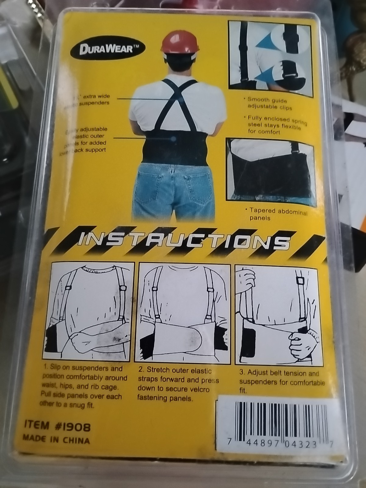 DuraWear Adjustable Back Support Belt Black Size LARGE 40″-44″ Model 1908