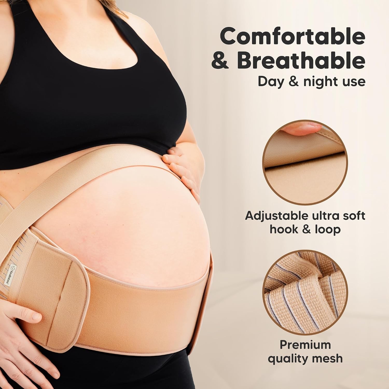 Pregnancy Belly Support Bands for Pregnant Women Classic Ivory 2in1 One Size