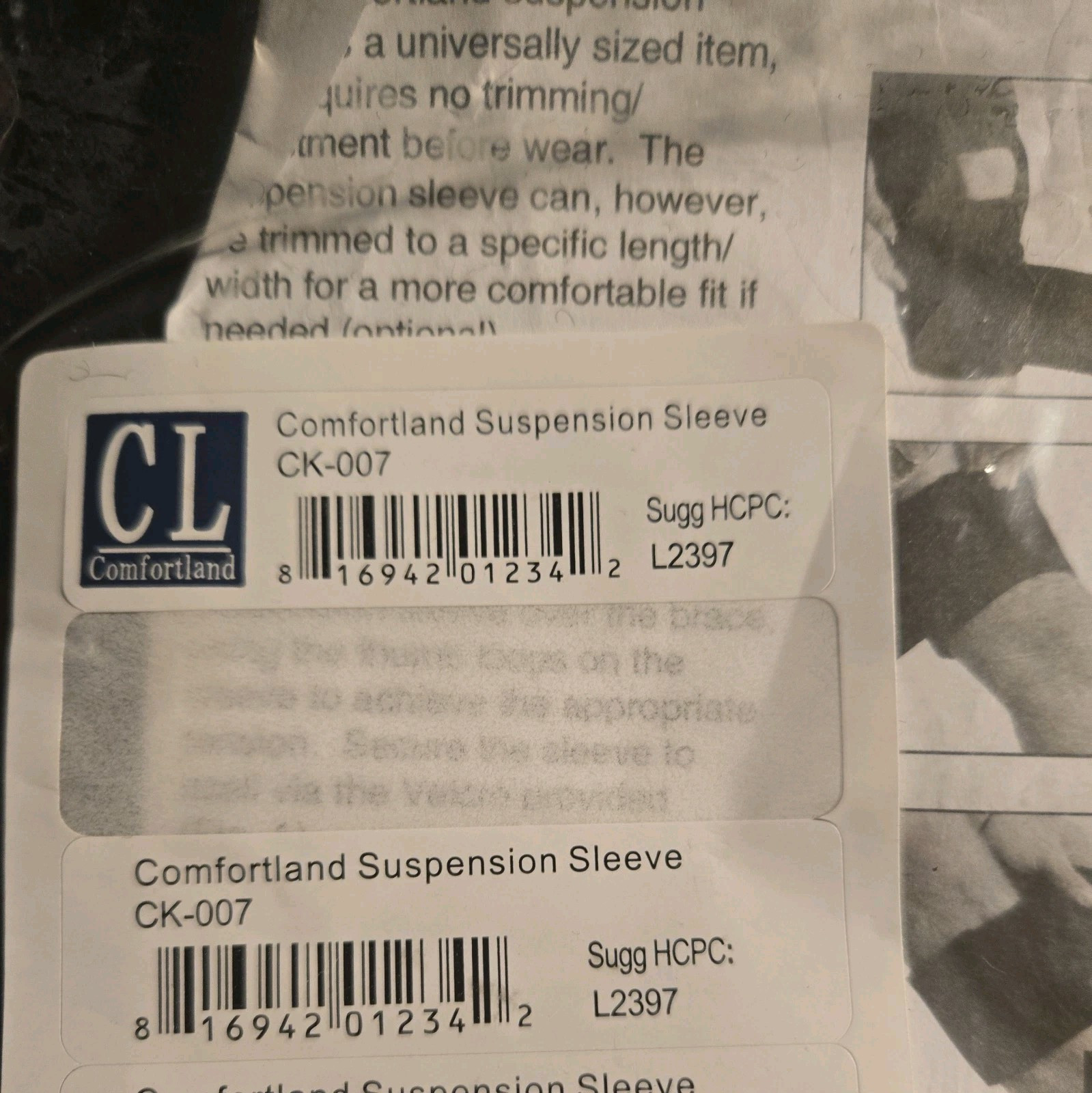 Comfortland Suspension Sleeve Part # CK007 SEE FULL DESCRIPTION BRACE HEALTHCARE