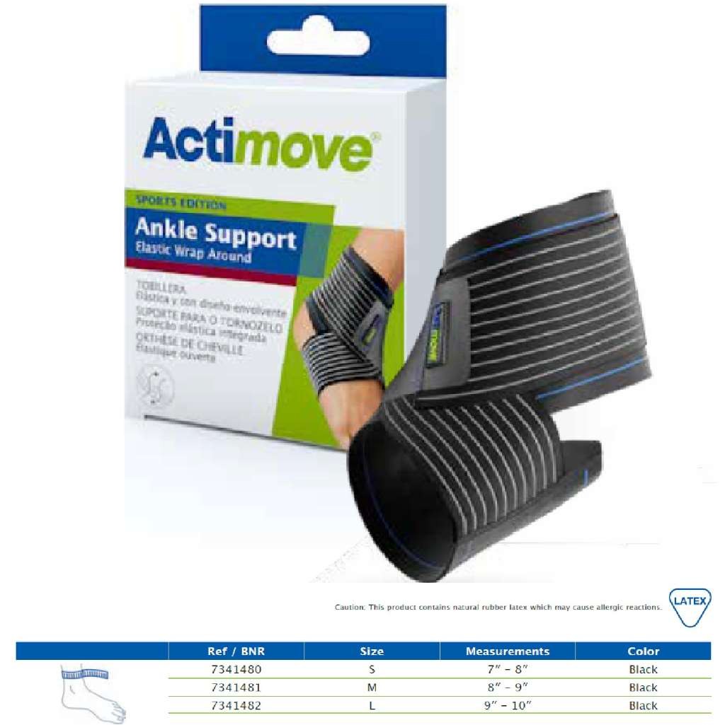 Actimove Ankle Support Elastic Wrap Around Black Medium