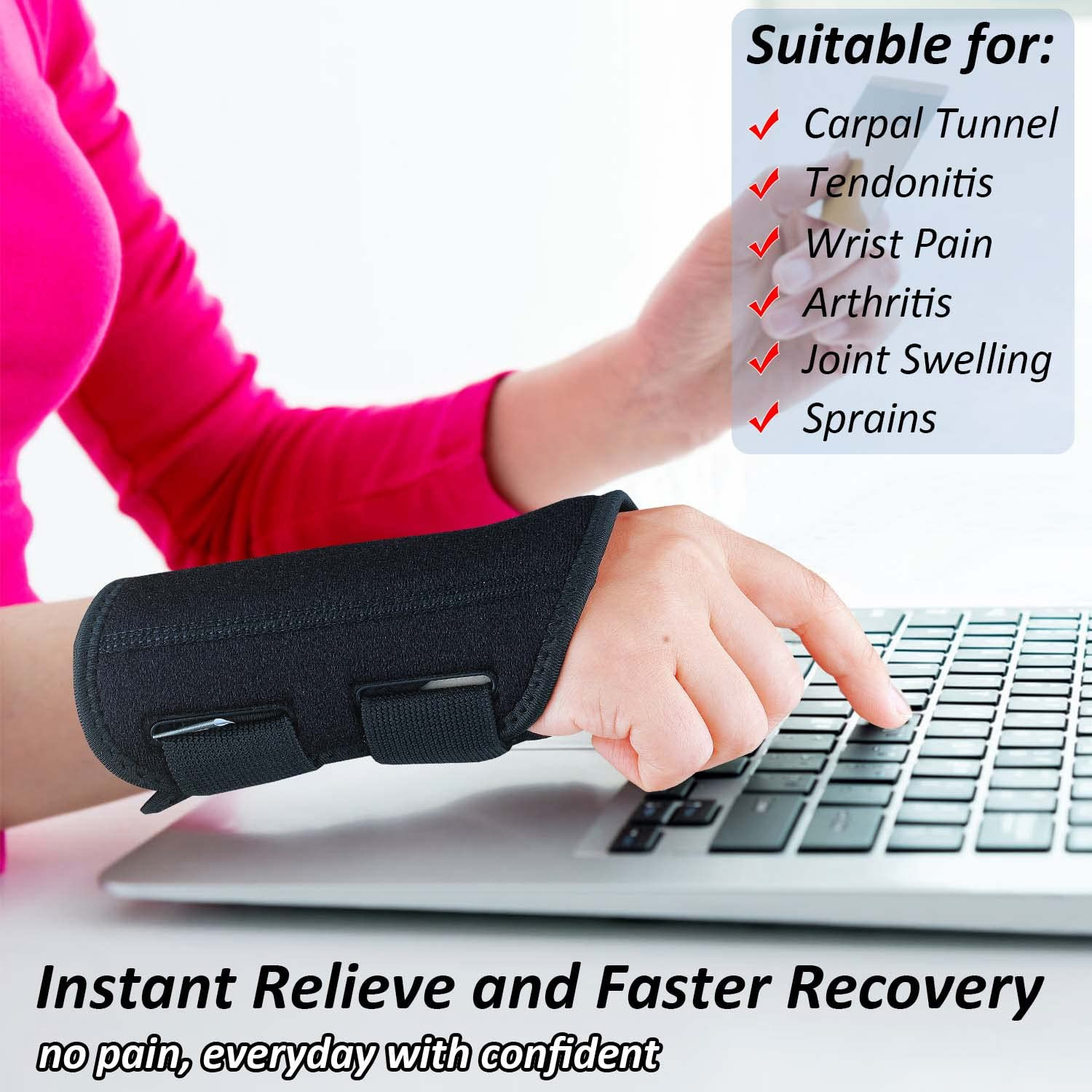 Compression Wrist Brace for Men and Women, Recovery Night Wrist Sleep Support…