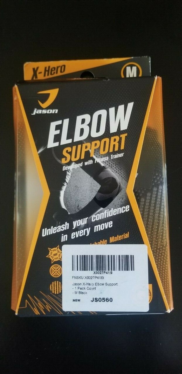 JASON X-HERO ELBOW SUPPORT BRACE MEDIUM BLACK/GRAY X-COMPRESSION Bamboo Charcoal