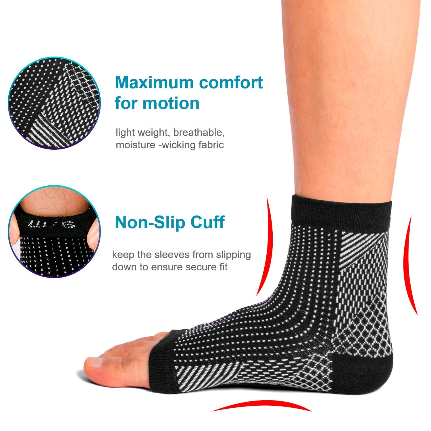Nylon Ankle Support Brace Compression Sleeve Socks Elastic Foot Pain Relief USA