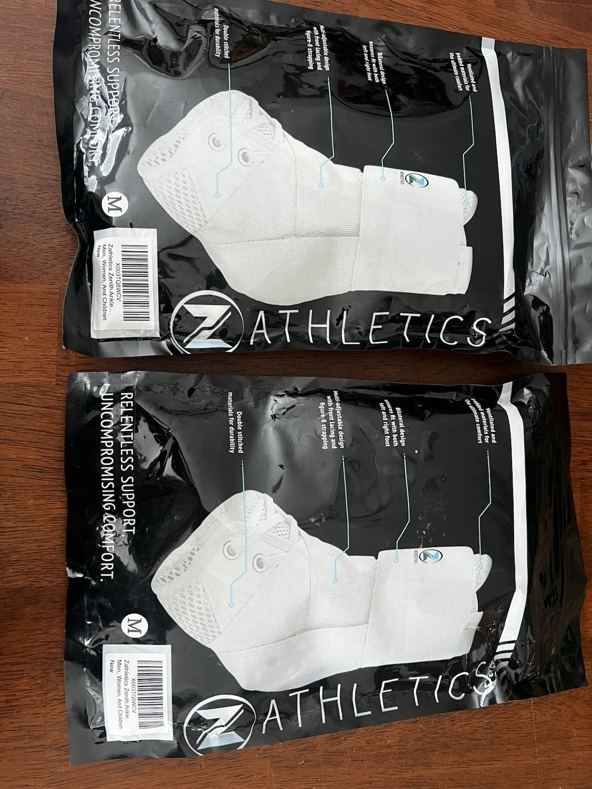 Z Athletics Zenith Ankle Brace Size M Adjustable Compression Support White New