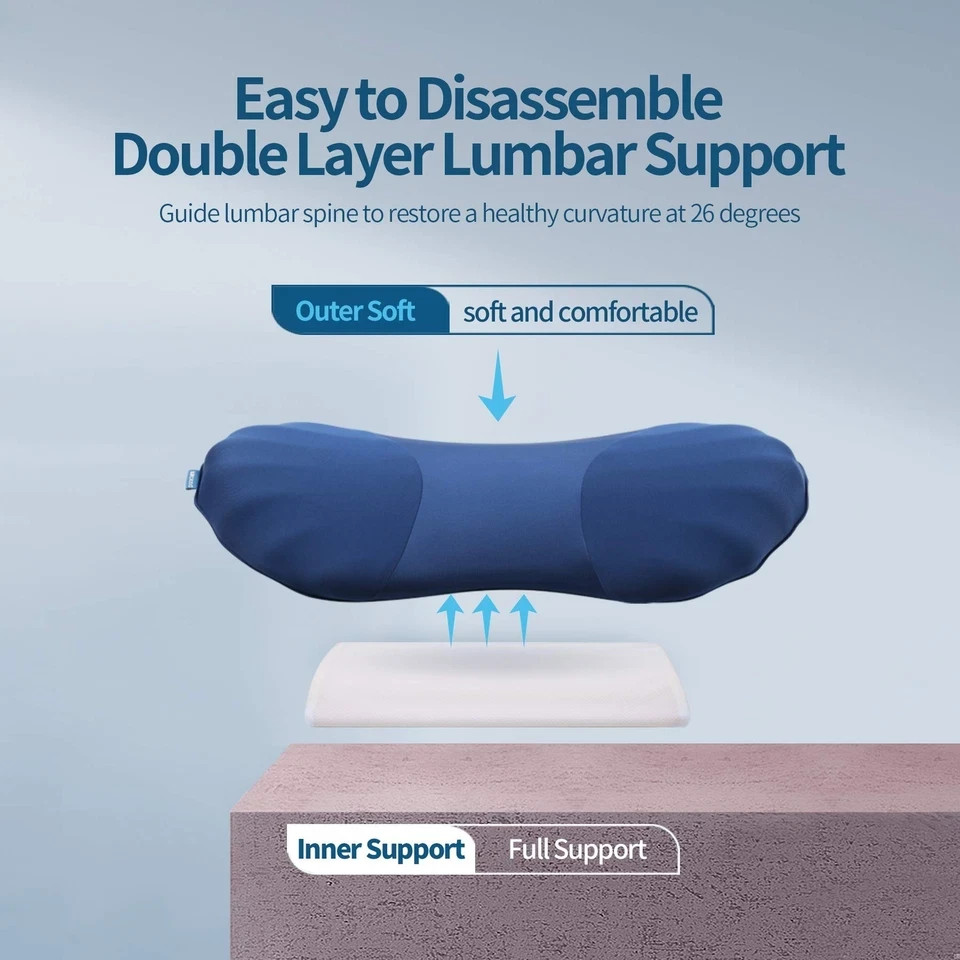 RESTCLOUD Adjustable Lumbar Support Pillow for Sleeping Memory Foam Back for …