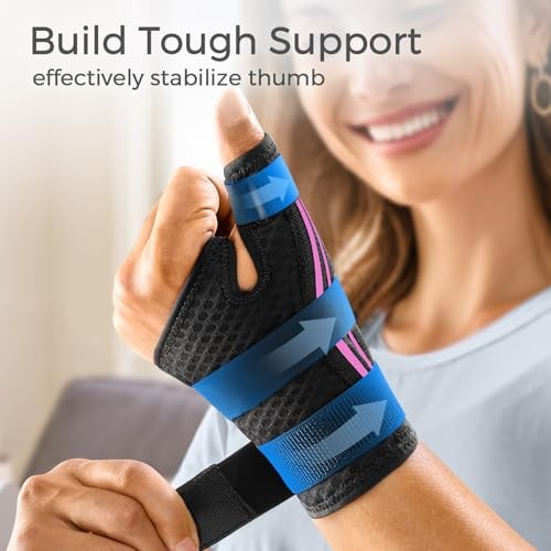 FREETOO Thumb Wrist Brace Right Left Hand S/M Pink/Black for Arthritis