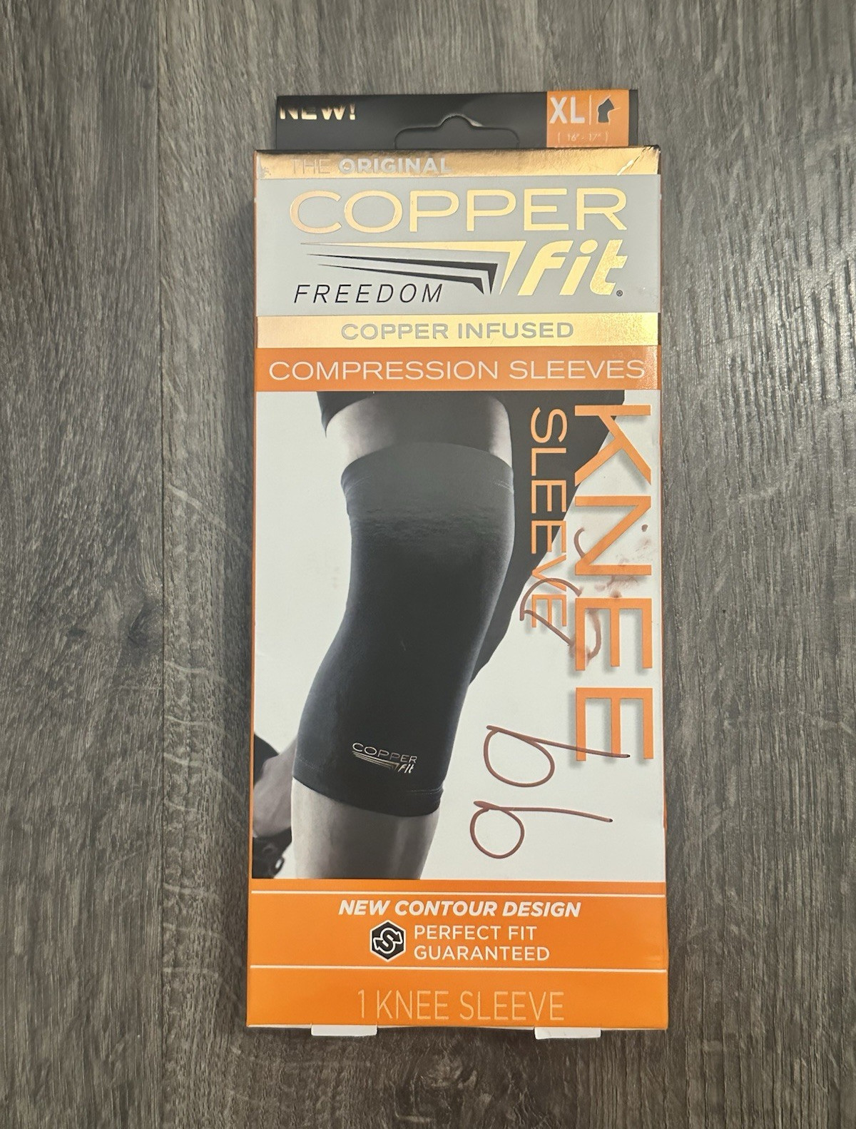 Copper Fit Freedom Knee Compression Sleeve Copper Infused Nylon/Spandex Black XL