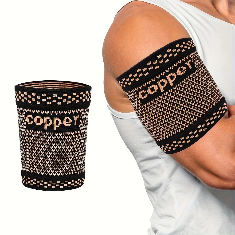 Copper Bicep Compression Sleeve Arm Support Sports Gym Muscle Brace 1PC
