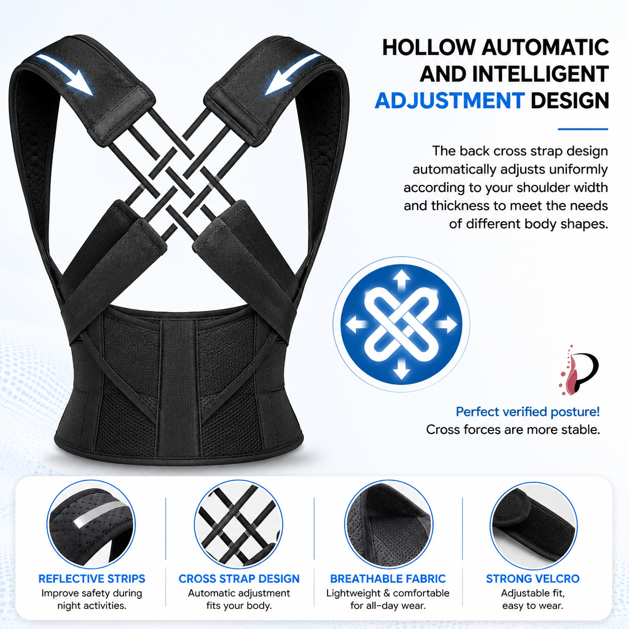Back Brace Posture Corrector for Women and Men, Shoulder Straightener Adjustable
