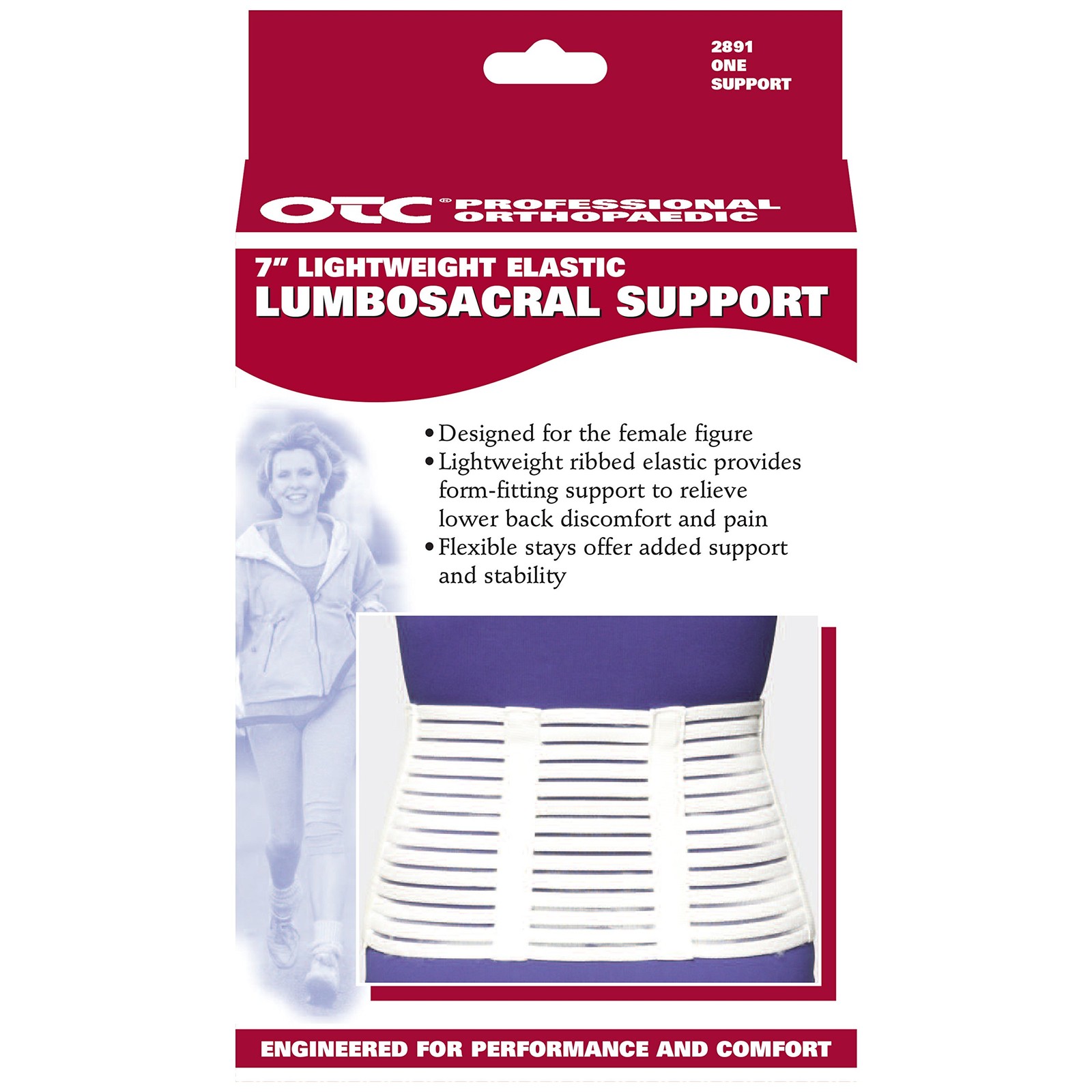 OTC Lumbosacral Support, 7-inch Lower Back, Lightweight Large, White