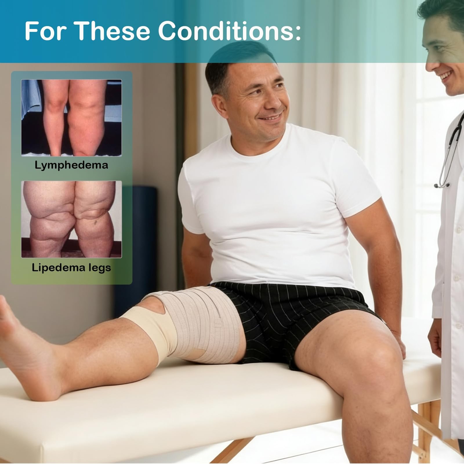 Femovaz® 1PC Thigh Compression Wrap + Knee Kit | Large, Skin