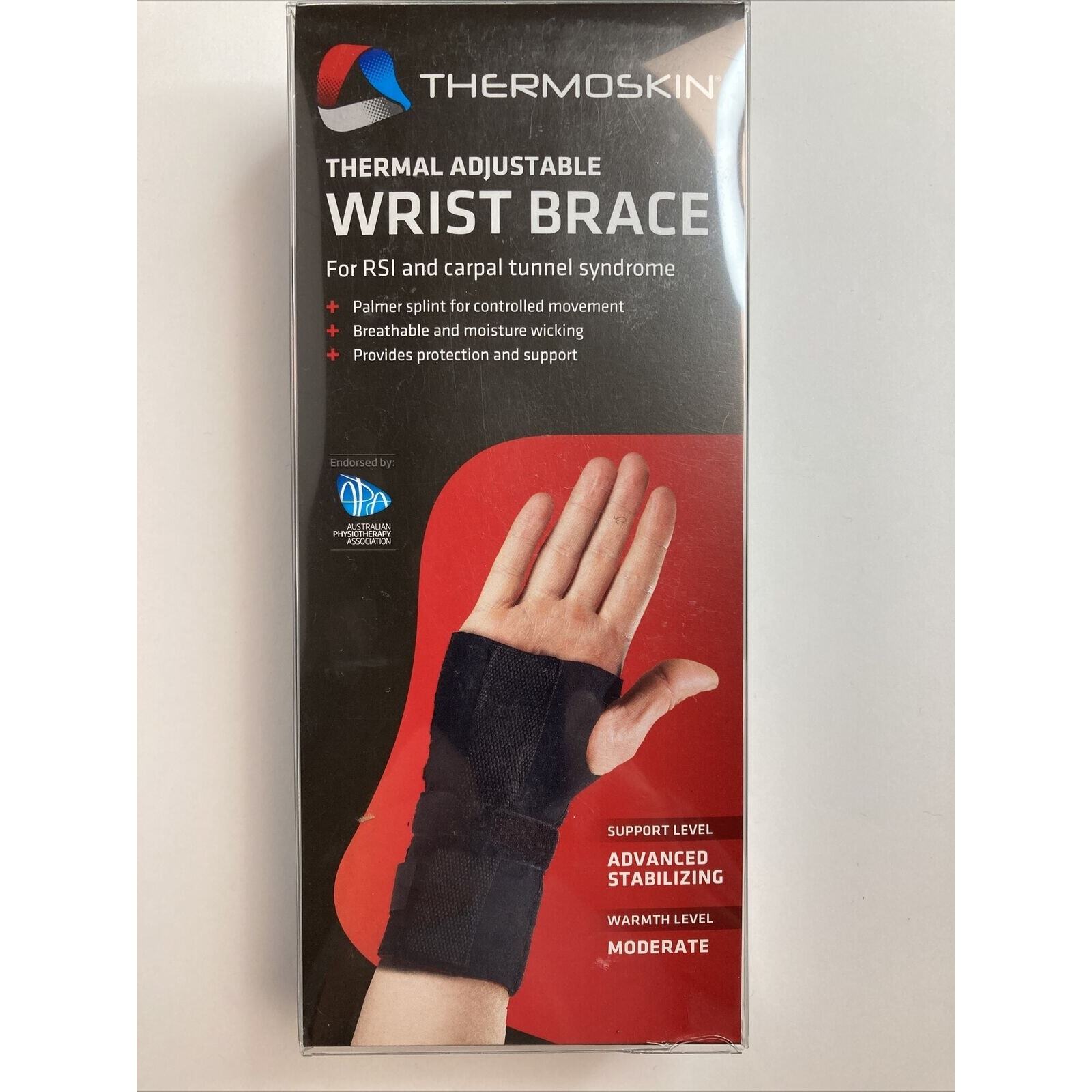 Thermoskin Thermal Adjustable Left Wrist Brace Black One Size Fits Most