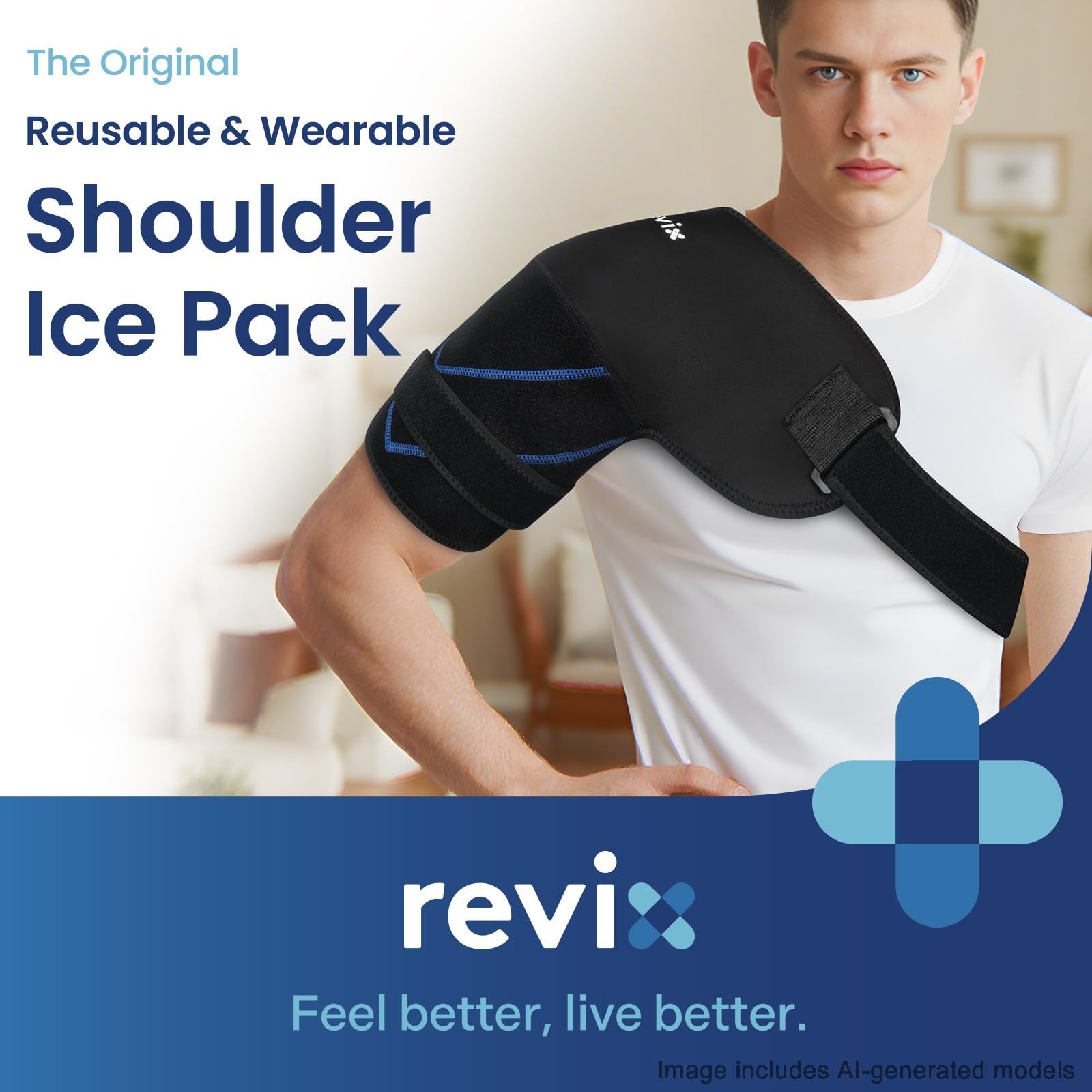 REVIX Large Shoulder Ice Pack Wrap & Brace for Rotator Cuff & Arm