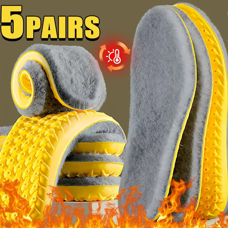 New Plush Warm Insoles for Men and Women Thickened with Plush Ultra Soft Sweat A