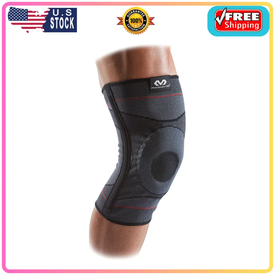 McDavid Knee Compression Knit Sleeve with Gel Buttress and Stays S/M