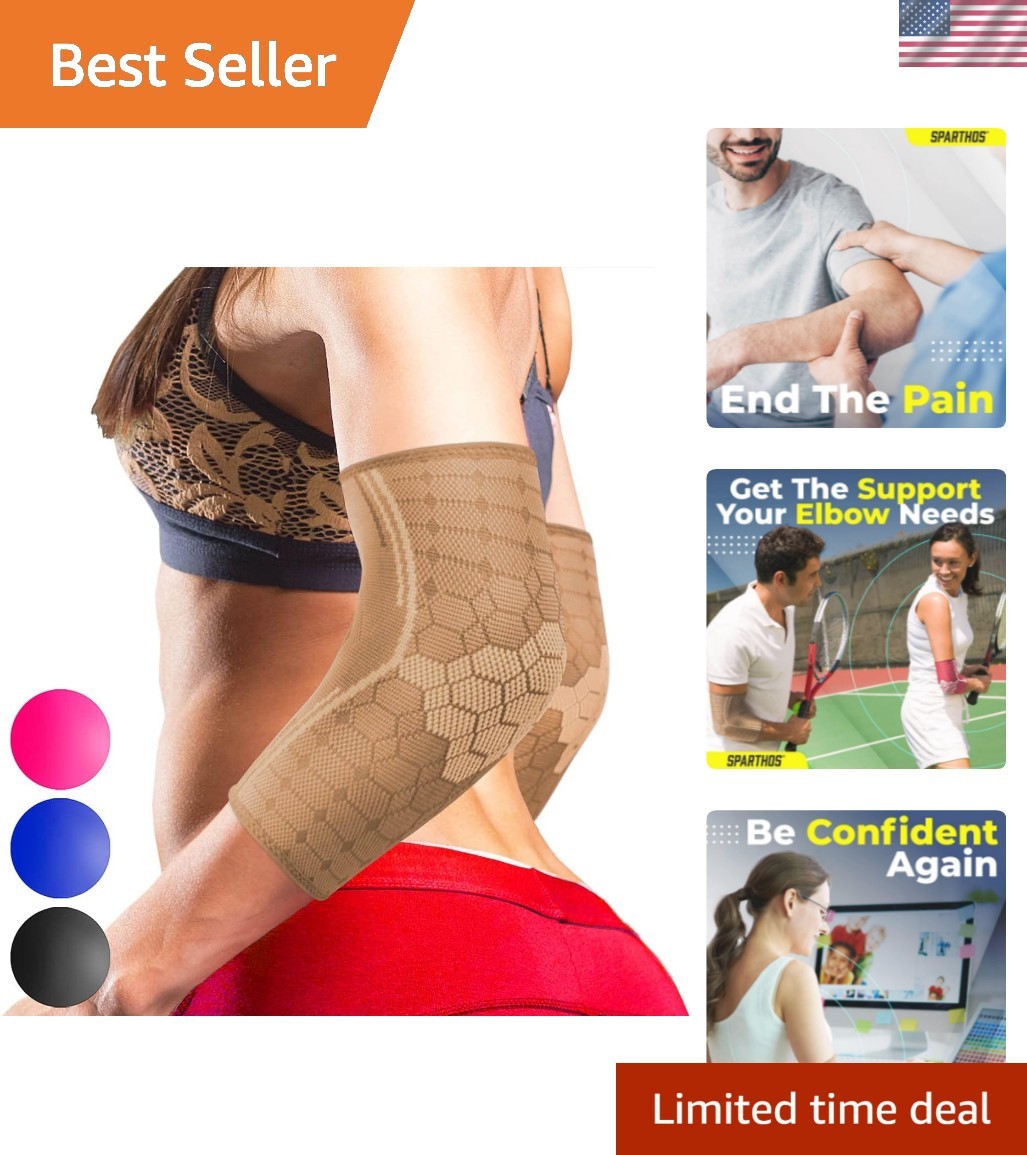 Elbow Compression Sleeves Pair – Tennis and Golfer’s Elbow Support – Elbow Br…