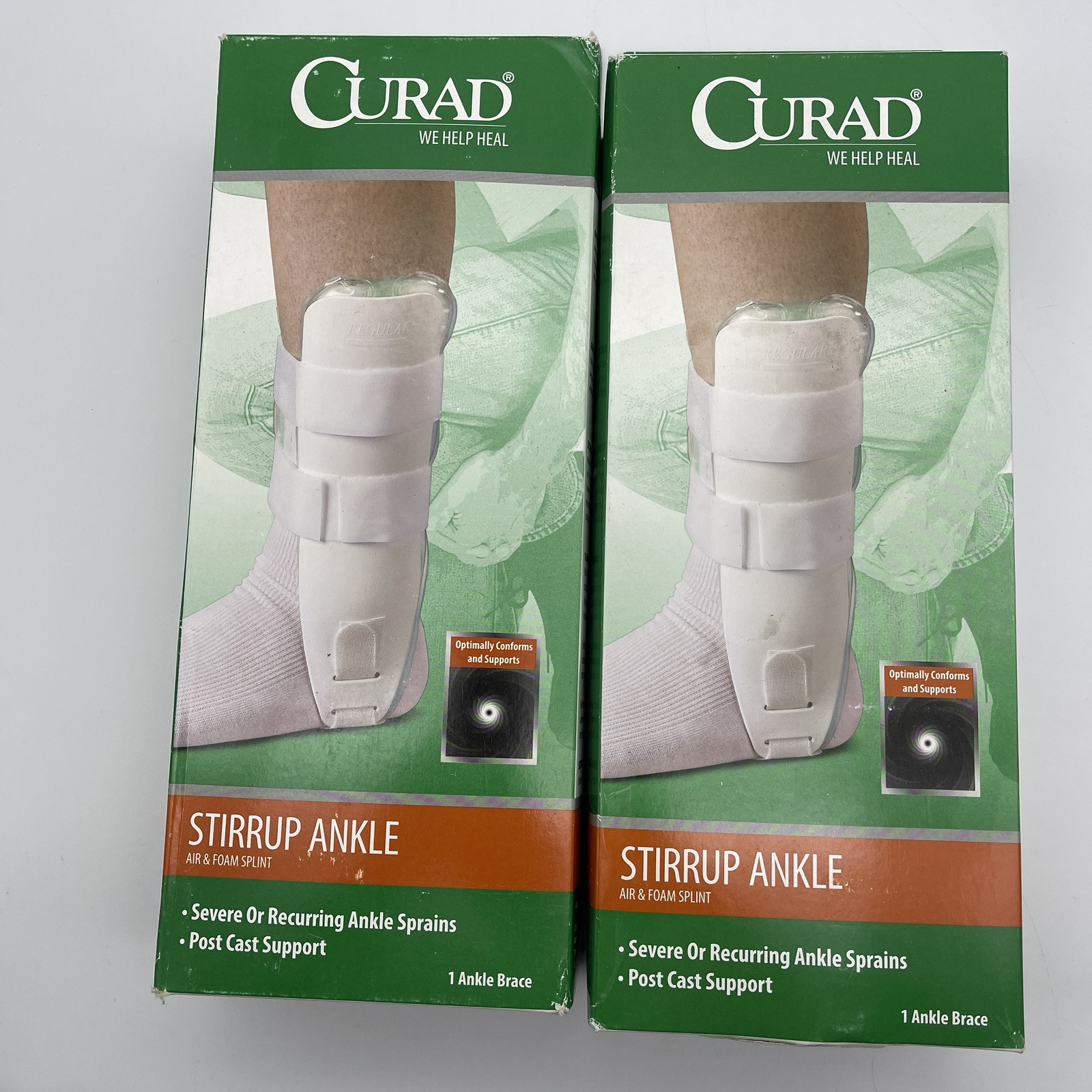 2 x Medline ORT27200D Curad Universal Air and Foam Ankle Stirrup Splint