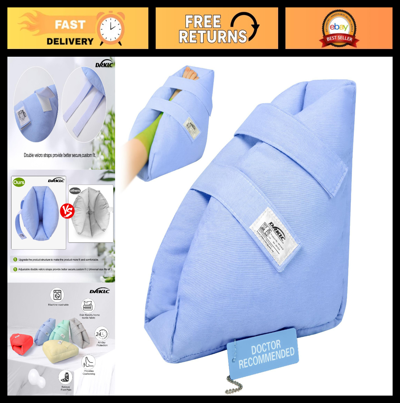 Adjustable Heel Protector Cushion Boot for Pressure Sores, Ankle Support Pillow