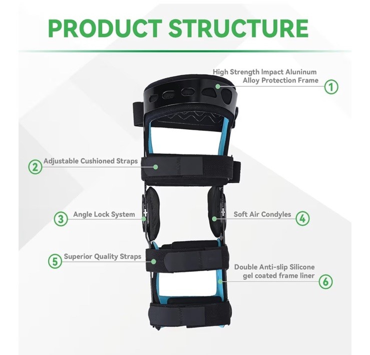 ORTHOMEN FUNCTIONAL LEFT LARGE L-L KNEE BRACE ACL/MCL/PCL/LIGAMENT/SPORTS INJURY
