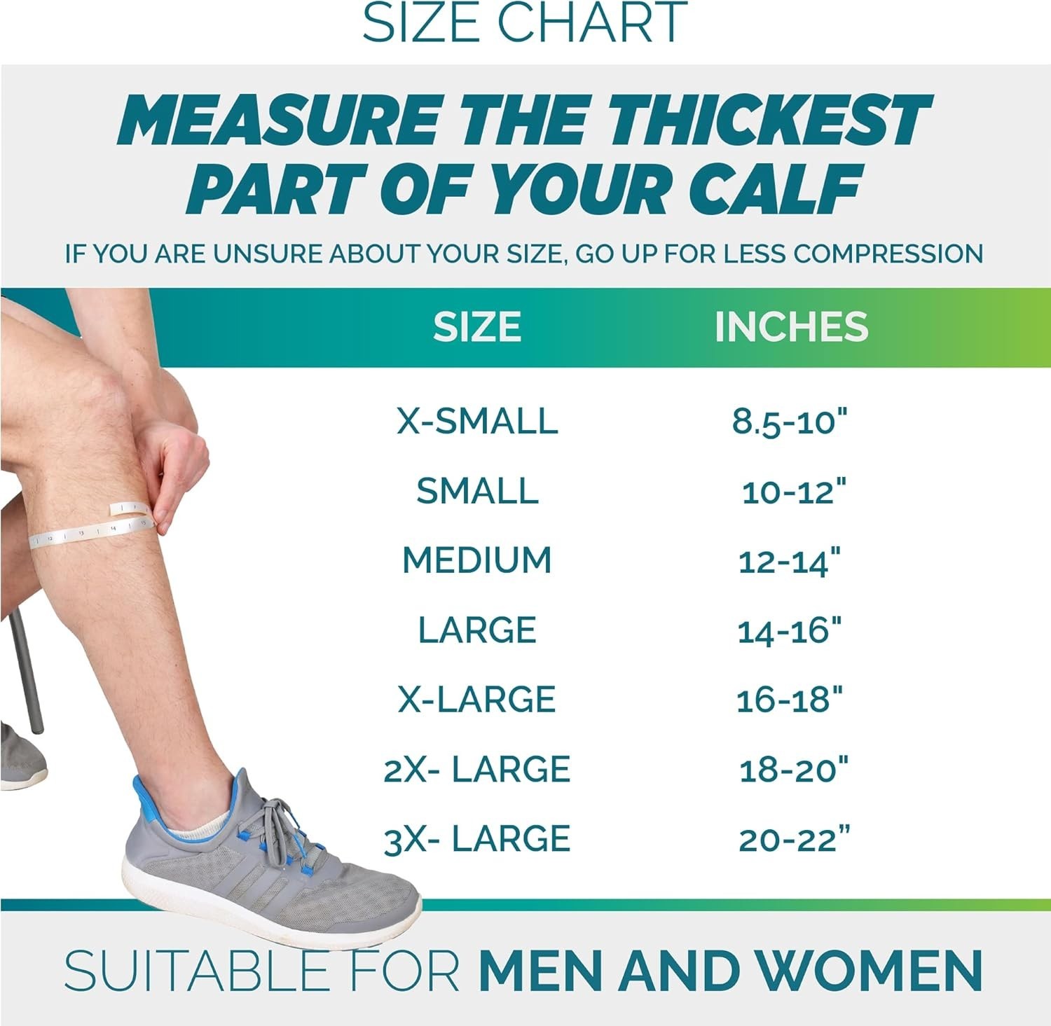 Calf Compression Sleeve for Shin Splints & Varicose Veins – 20-30 mmHg Support
