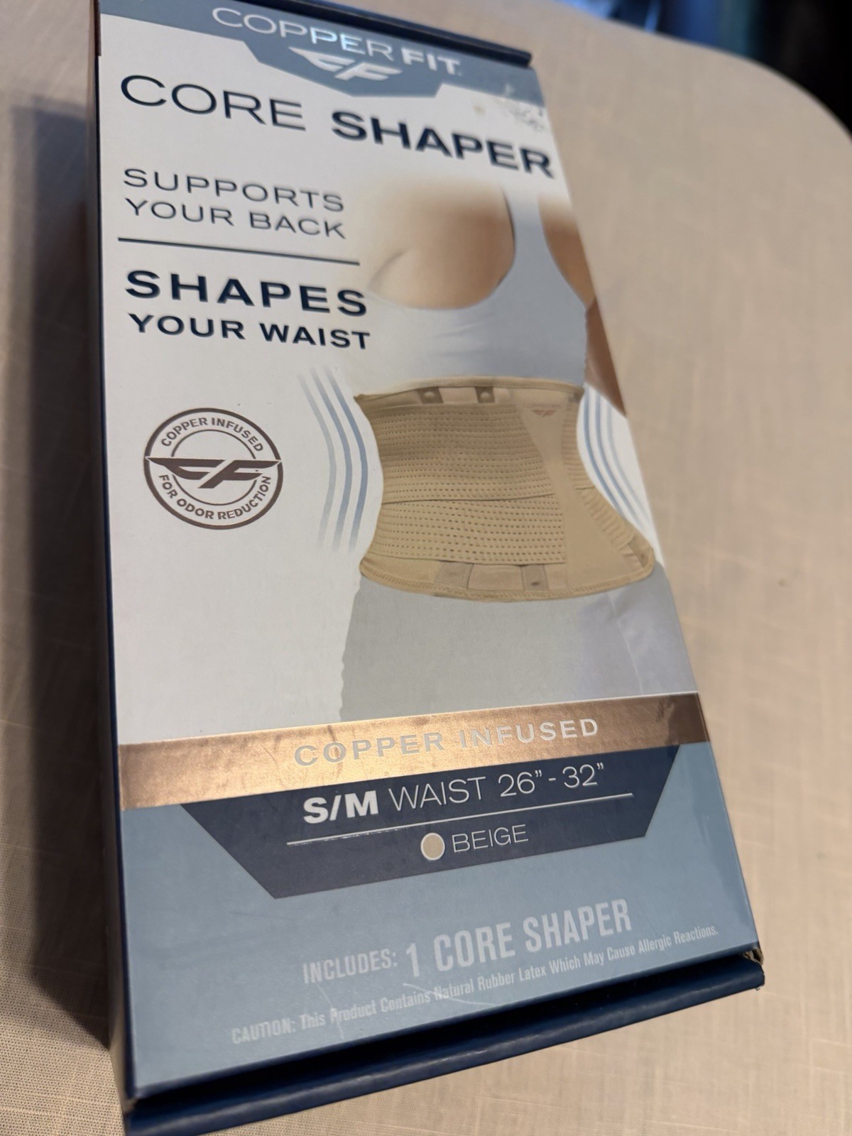 Copper fit Core Shaper S/M Beige NIB Back Support Waist Shaper