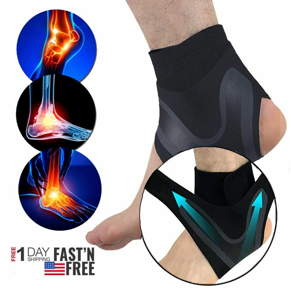 Copper Ankle Support Brace Compression Sleeve Foot Pain Relief Jogging Sprain HG