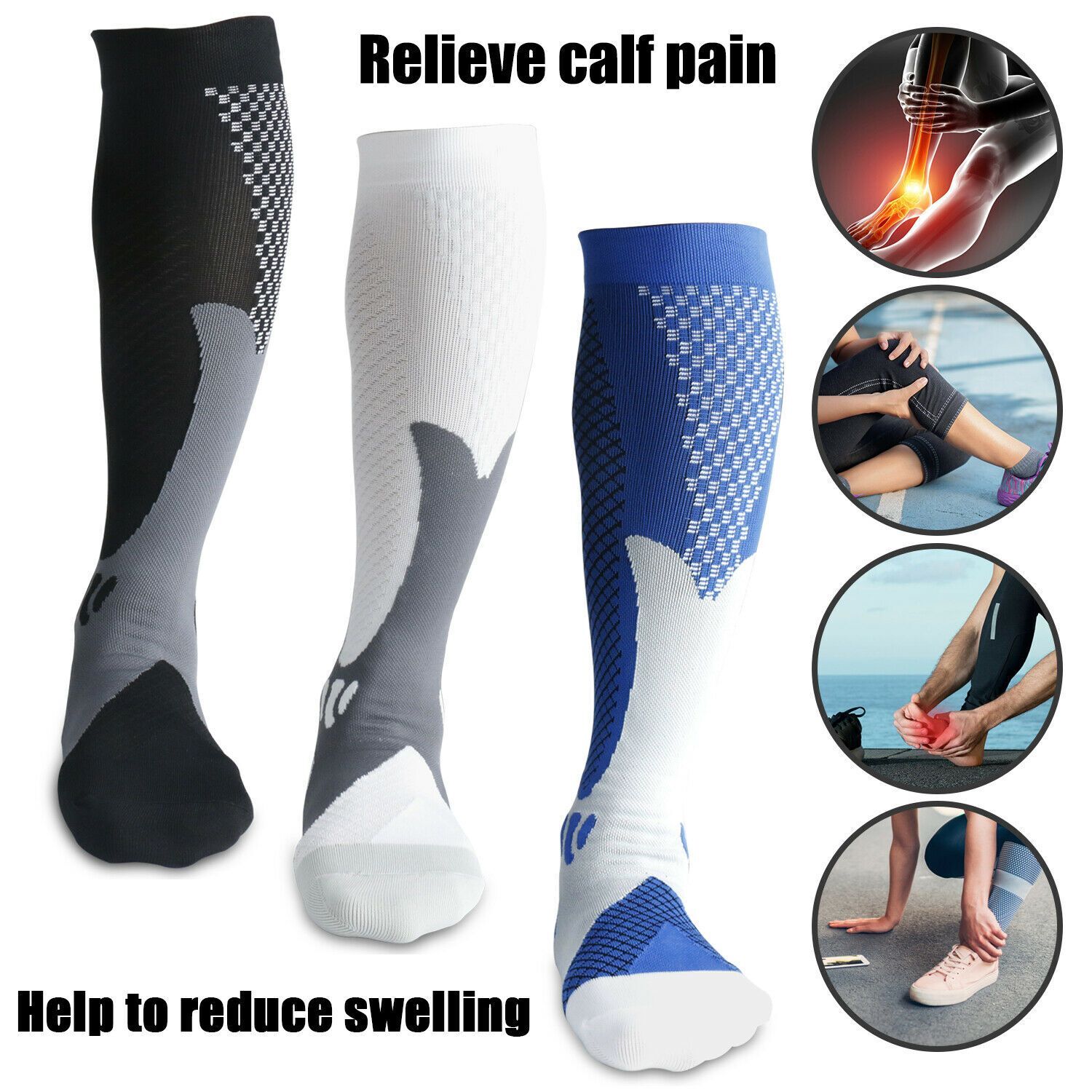 1/2/3 Pairs Compression X Socks Knee High 20-30 Graduated Men Women Sports S-XXL