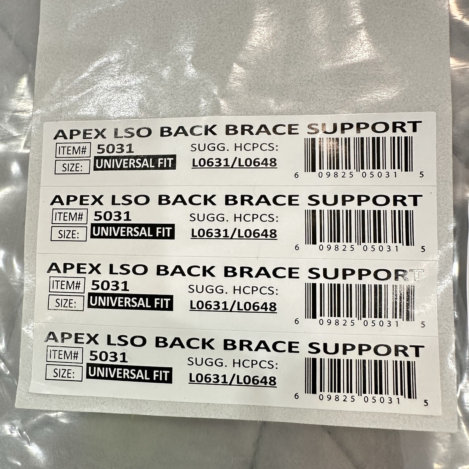 Advanced Ortho Apex LSO2 Adjustable Back Brace Support 5031 Universal S/M/L Fit