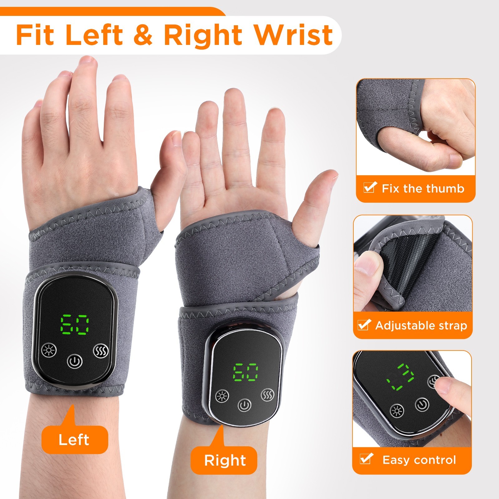 Heated Wrist – Ankle Support Massage Wrap Compression Band 2000mAh 11″/28cm