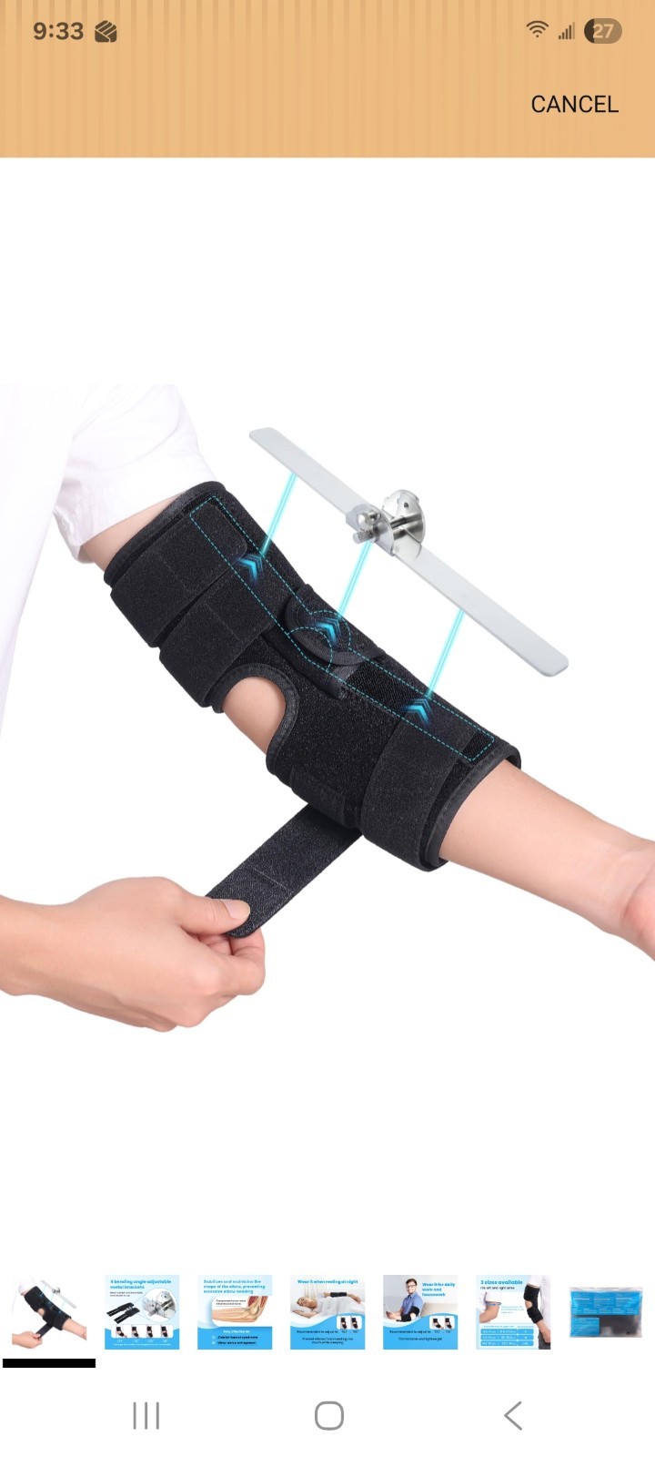 Cubital Tunnel Syndrome Elbow Brace Ulnar Nerve Splint Immobilizer Adj. Support