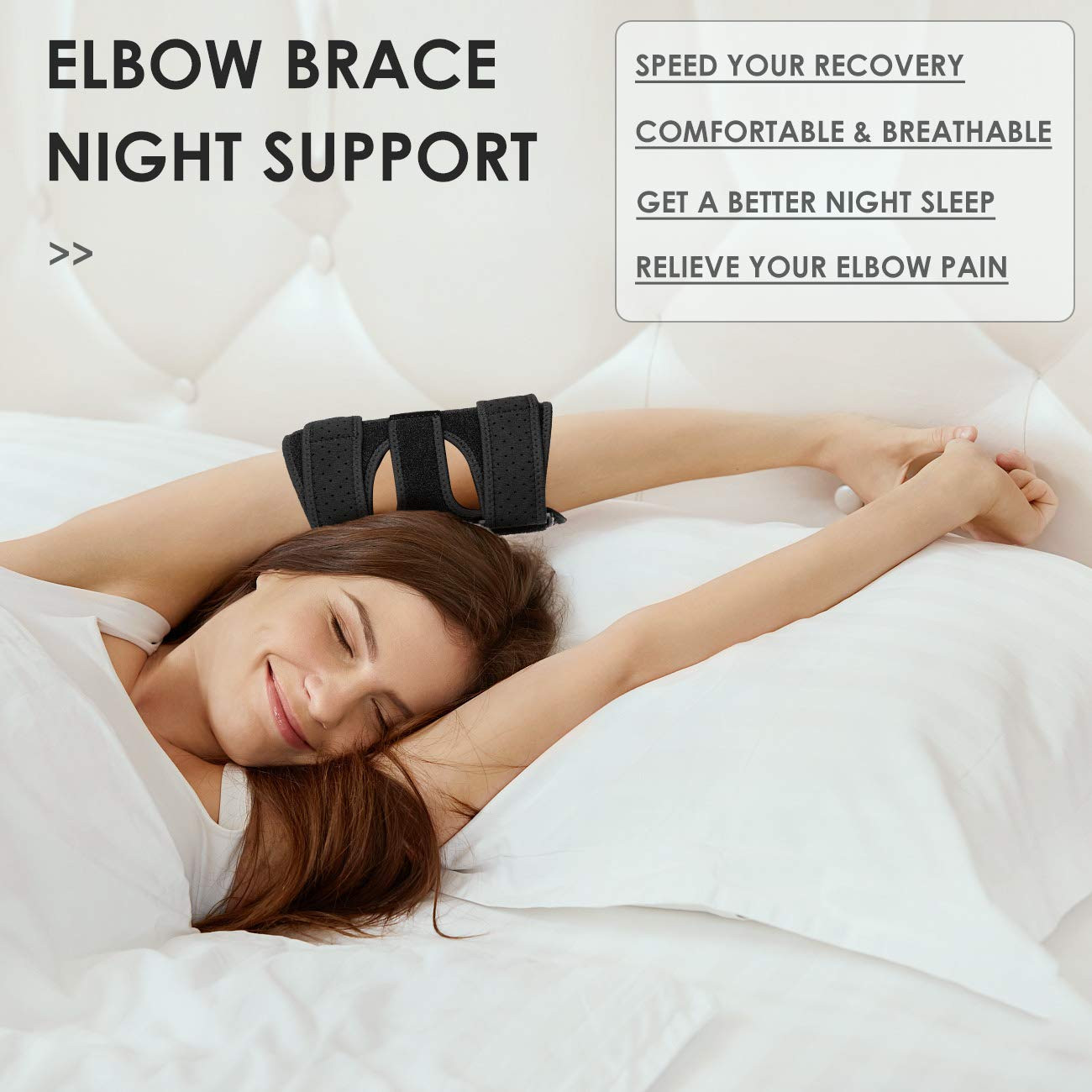 Elbow Brace, 2 Removable Metal Splints for Tendonitis, Elbow Brace for Ulnar Ner