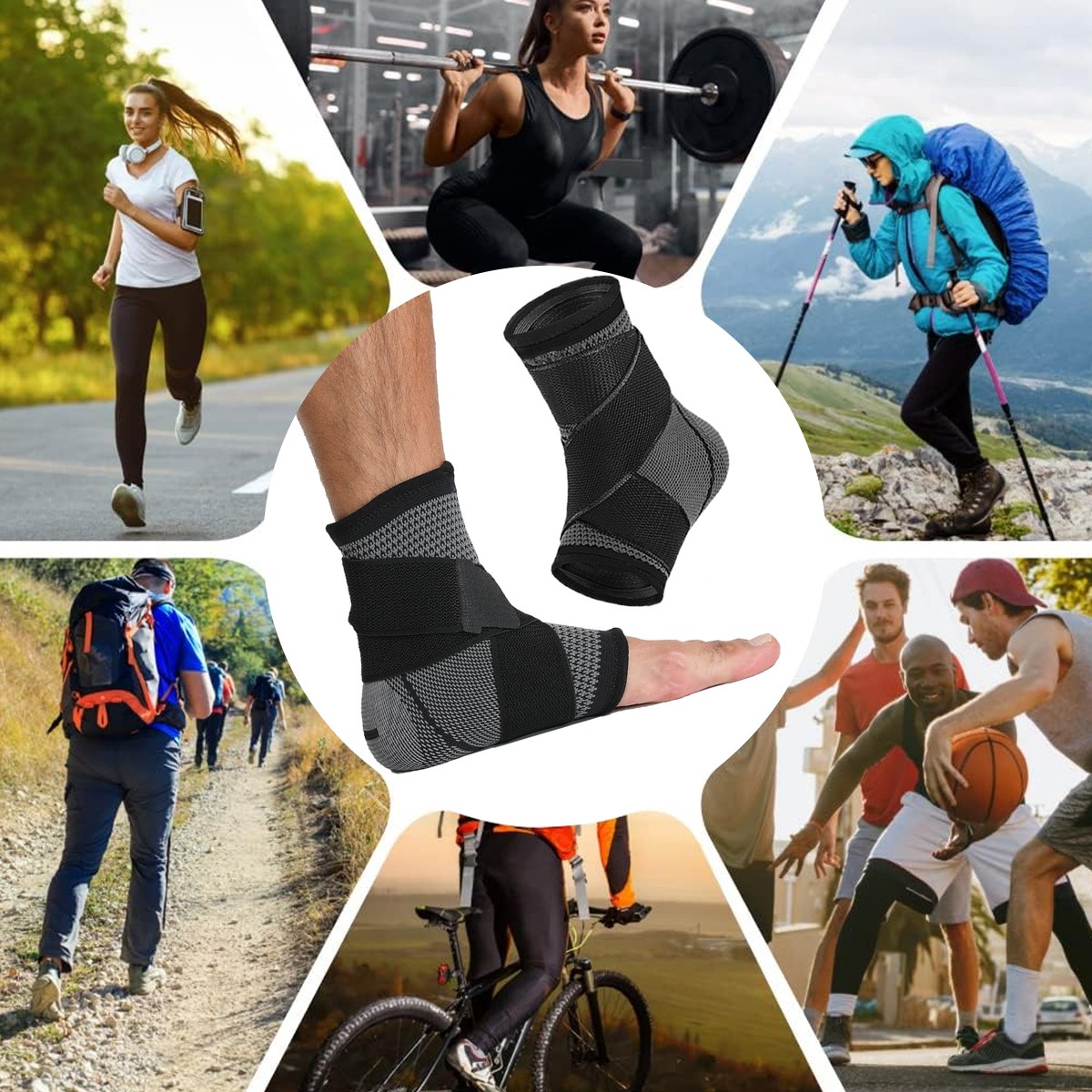 Ankle Braces Strap Sleeves Support 3D Weave Elastic Bandage Foot Protective Gear