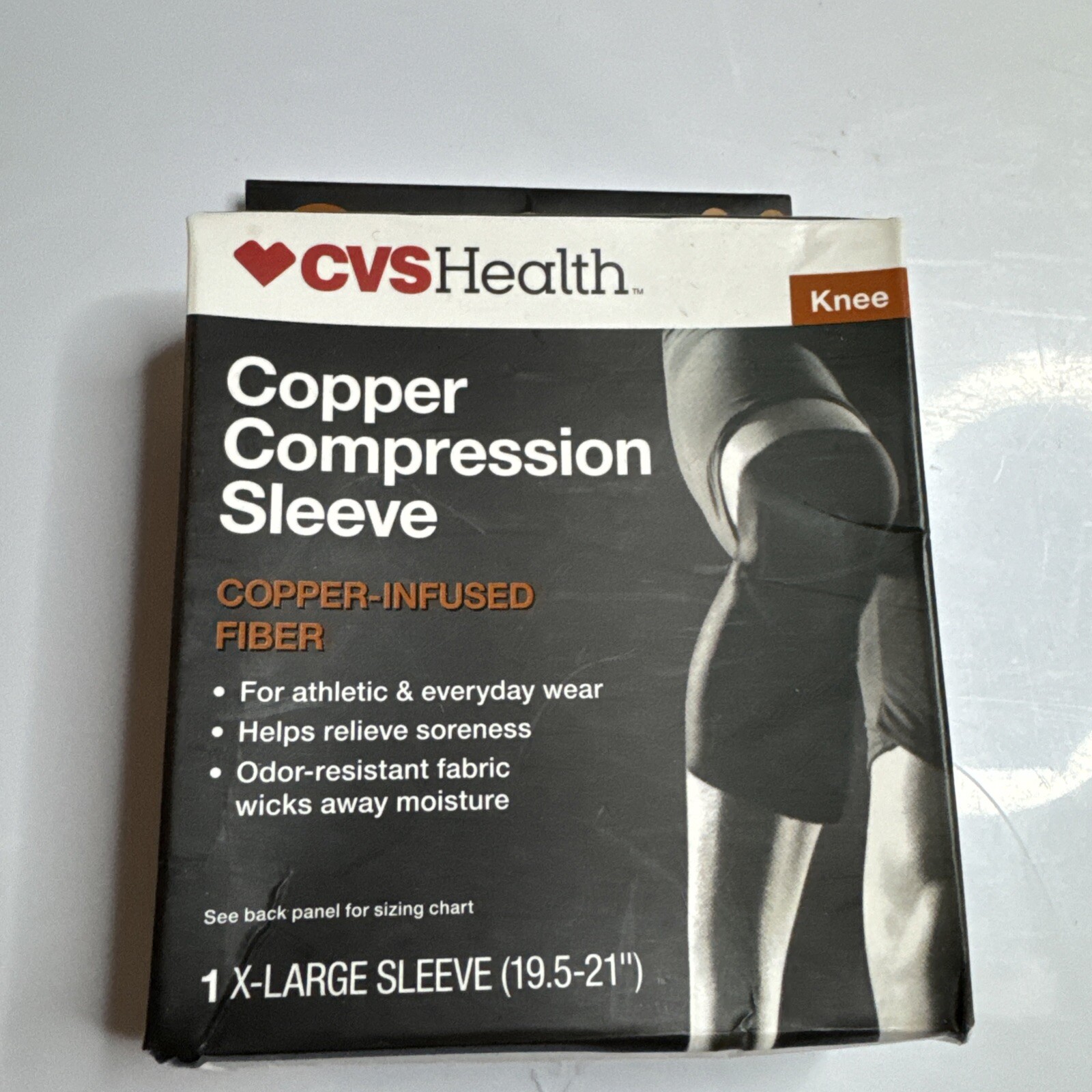 CVS Health Knee Copper Infused Fiber Compression Sleeve, X-Large Anti Odor