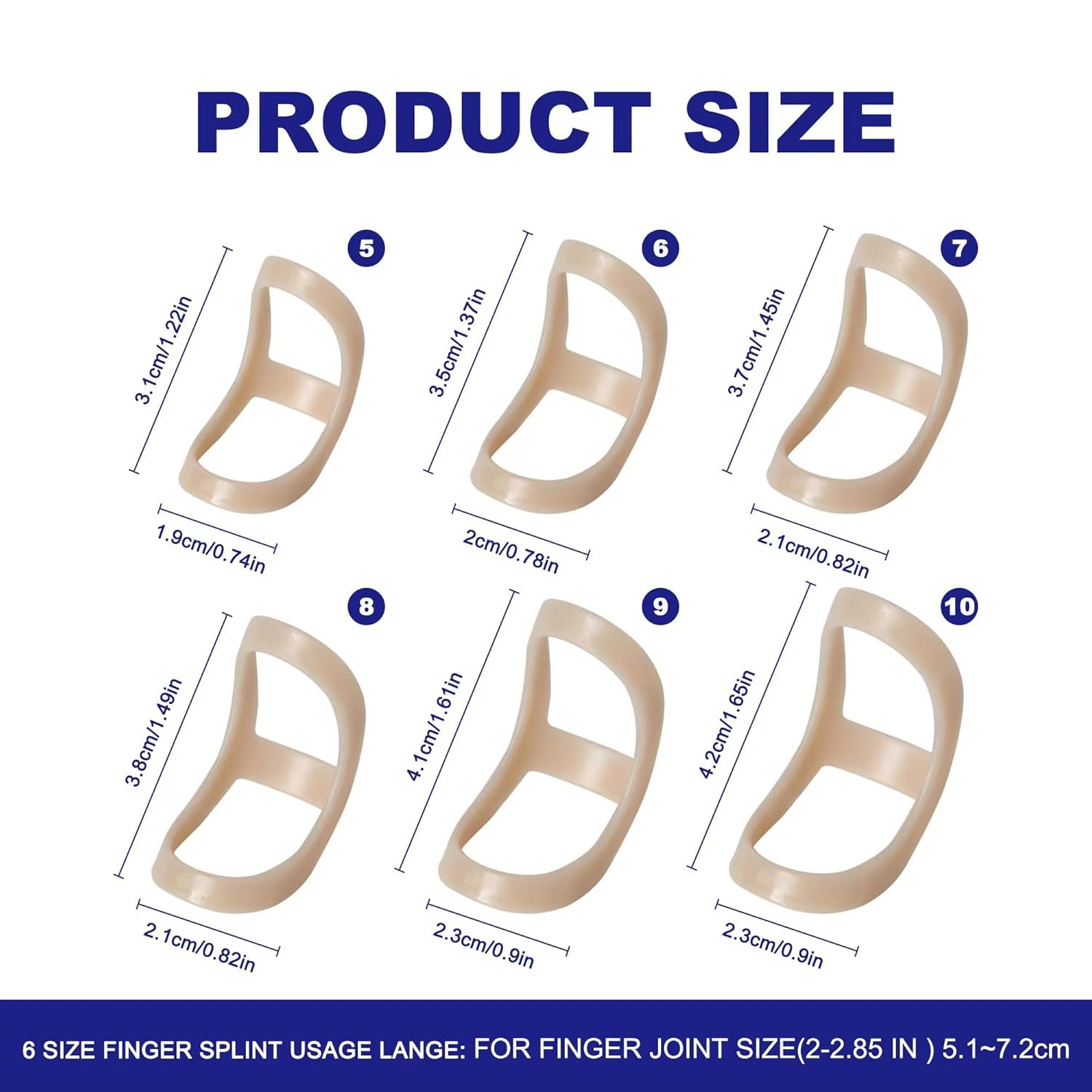 6 Pack Oval Finger Splints Waterproof Finger Splint for Arthritis, Trigger Finge