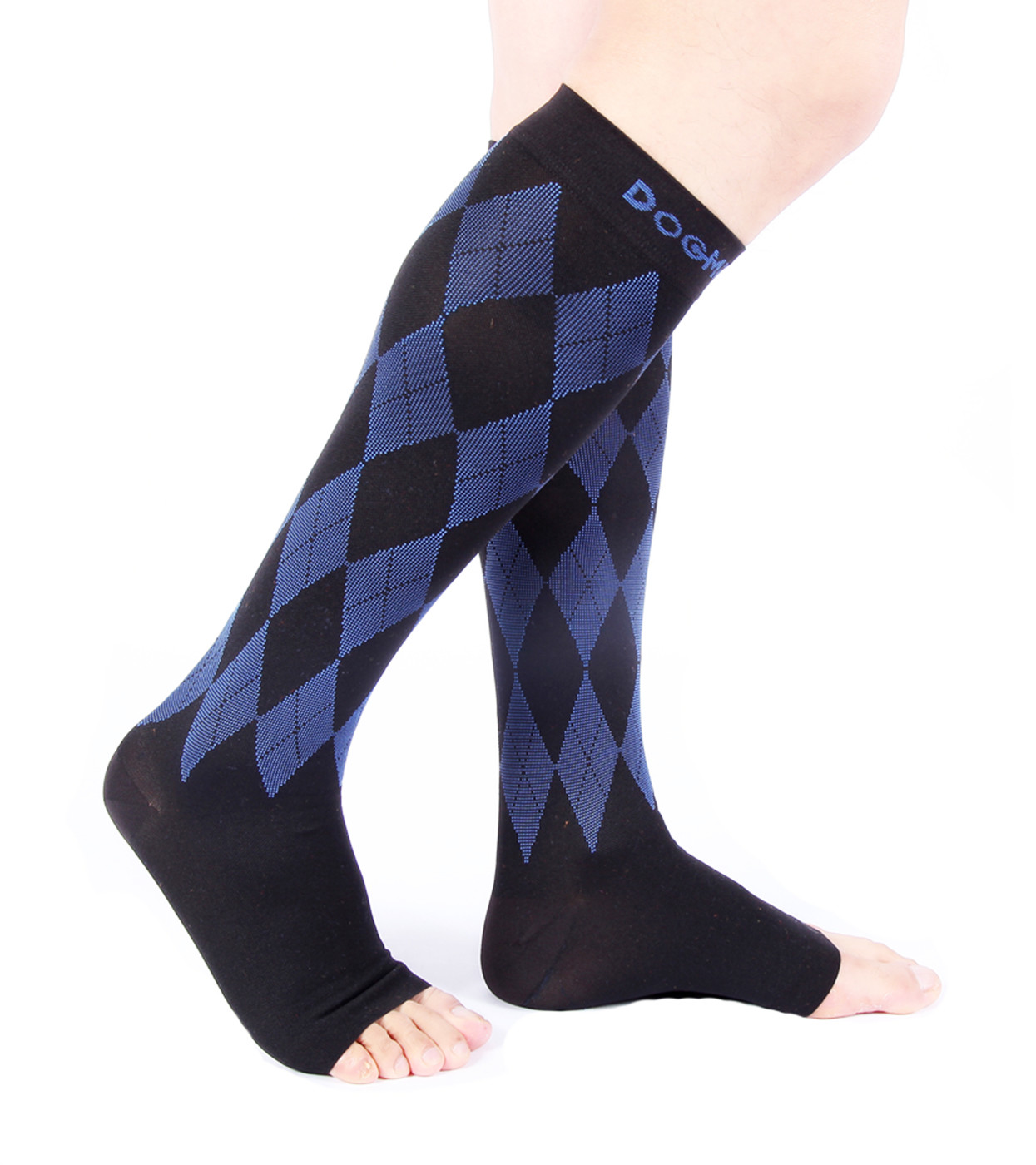 Doc Miller Open Toe Socks Compression Stockings 20-30 mmHg Varicose Veins BLUE