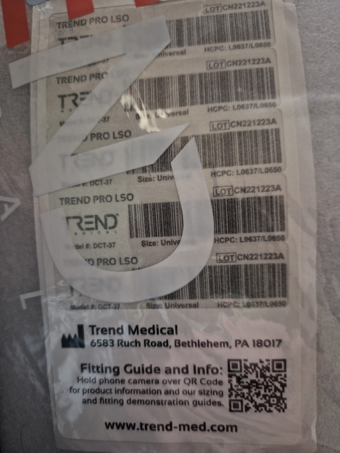 Trend Extend LSO DCT-37 Adjustable Back Brace Support Universal Fit 22-55” New