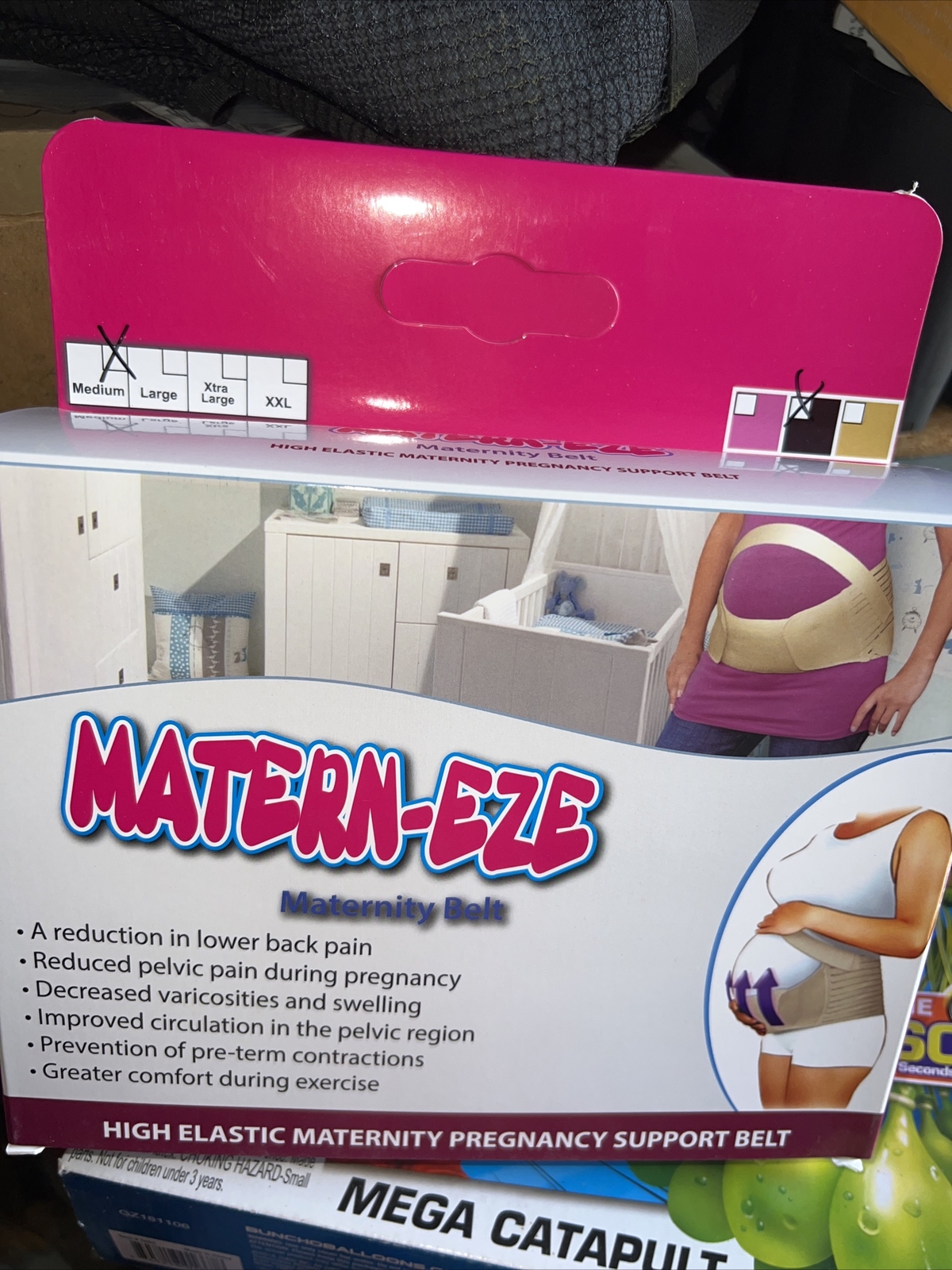 MATERN-EZE Pregnancy Maternity Support Back Brace Belt, Soft Elastic, Medium