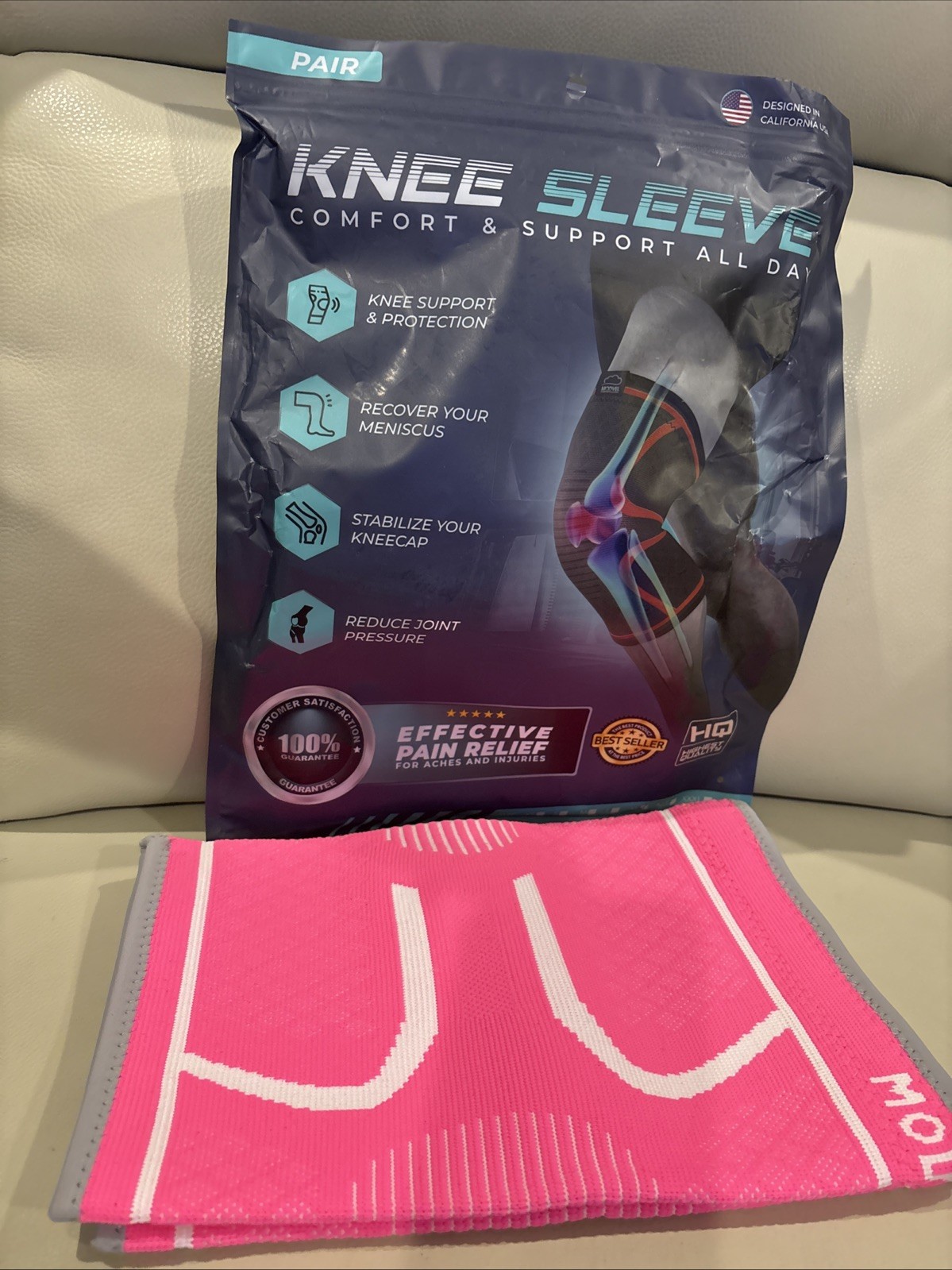 Modvel 2 Pack Knee Compression Sleeve for Pain Relief SZ XL NEW / PINK