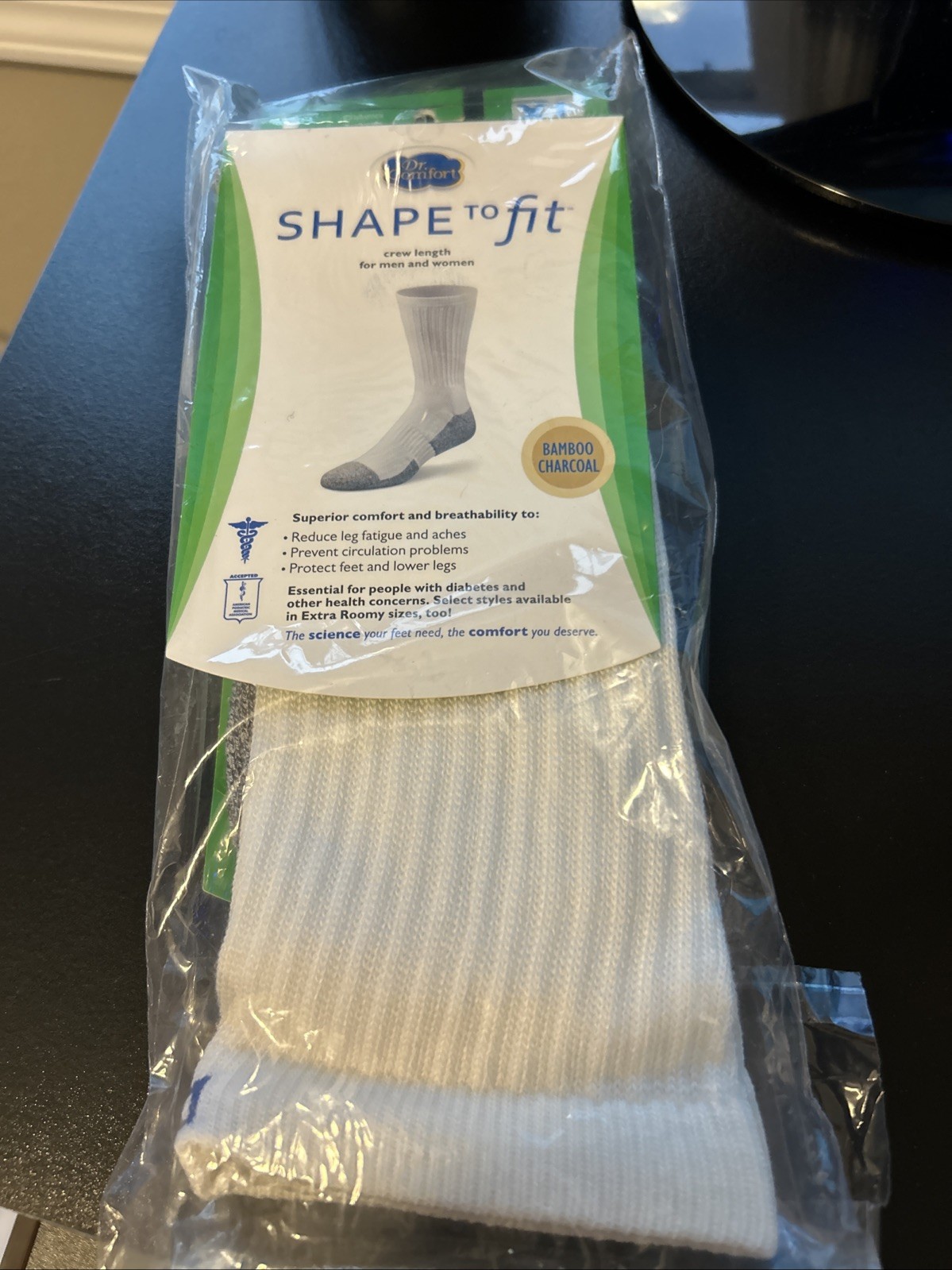 Dr Comfort Diabetic Crew Length Socks Supports Shape to Fit Seamless Unisex NEW